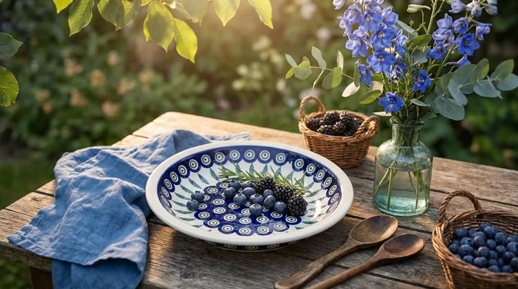 Detail image of Zaklady Peacock Dining Plates & Bowls — Polish Pottery