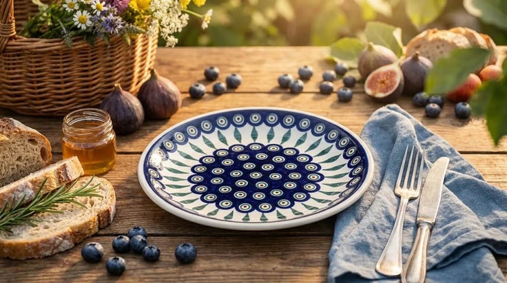 Detail image of Zaklady Peacock Dining Plates & Bowls — Polish Pottery