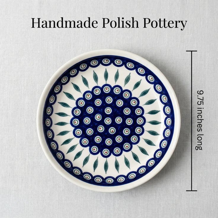 Detail image of Zaklady Peacock Pie Plate — Polish Pottery