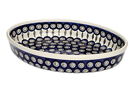 Detail image of Zaklady Peacock Medium Bakeware — Polish Pottery