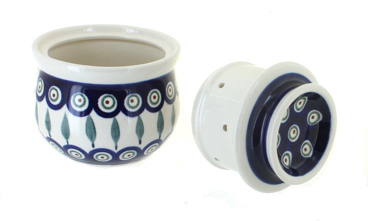 Detail image of Zaklady Peacock Butter Dish — Polish Pottery
