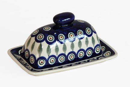 Detail image of Zaklady Peacock Butter Dish — Polish Pottery