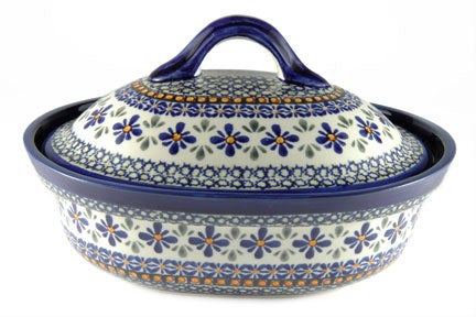 Detail image of Zaklady Mosaic Flower Small Bakeware — Polish Pottery