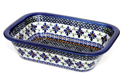 Detail image of Zaklady Mosaic Flower Loaf Baker — Polish Pottery