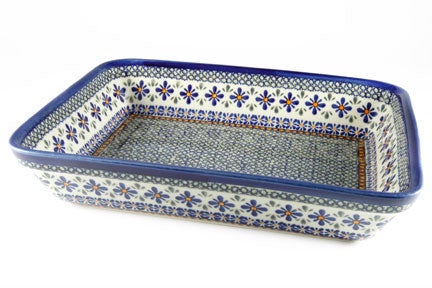 Detail image of Zaklady Mosaic Flower Large Bakeware — Polish Pottery