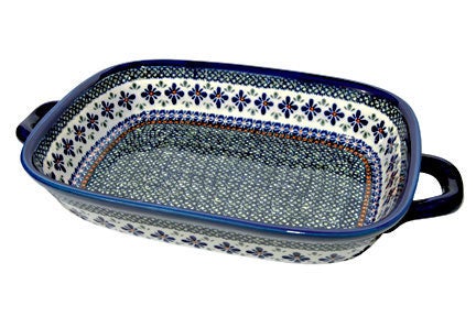 Detail image of Zaklady Mosaic Flower Large Bakeware — Polish Pottery