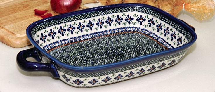 Detail image of Zaklady Mosaic Flower Large Bakeware — Polish Pottery