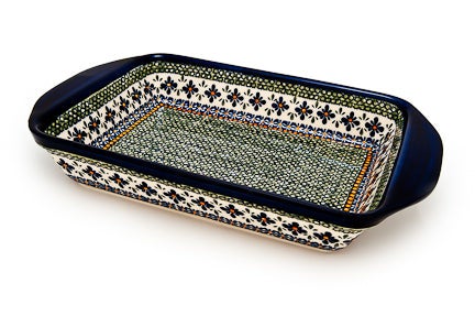 Detail image of Zaklady Mosaic Flower Large Bakeware — Polish Pottery