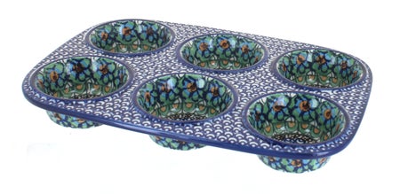 Ceramika Artystyczna Mardi Gras Muffin Pan — Polish Pottery