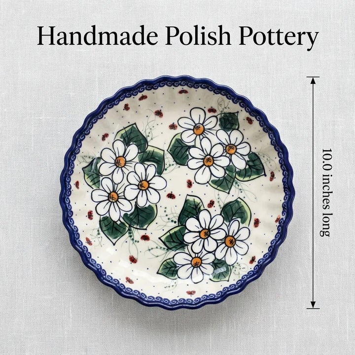 Vena Ladybug Pie Plate — Polish Pottery