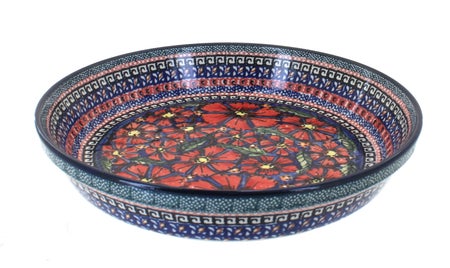 Zaklady Jungle Flower Pie Plate — Polish Pottery