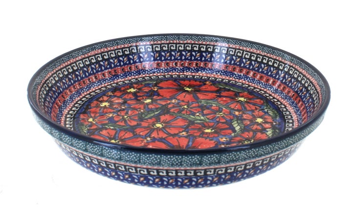 Zaklady Jungle Flower Pie Plate — Polish Pottery