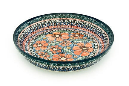 Detail image of Zaklady Jungle Flower Pie Plate — Polish Pottery