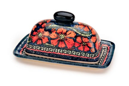 Detail image of Zaklady Jungle Flower Butter Dish — Polish Pottery