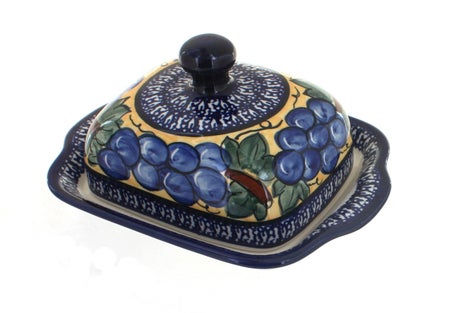 Zaklady Grapes Butter Dish — Polish Pottery