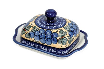 Detail image of Zaklady Grapes Butter Dish — Polish Pottery