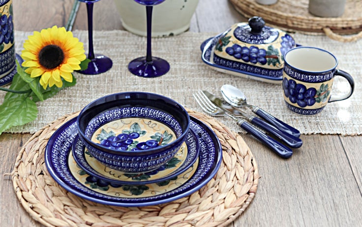 Detail image of Zaklady Grapes Butter Dish — Polish Pottery