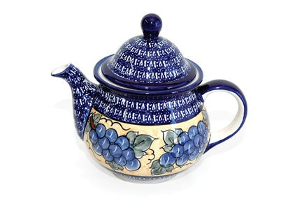 Detail image of Zaklady Grapes Teapot — Polish Pottery