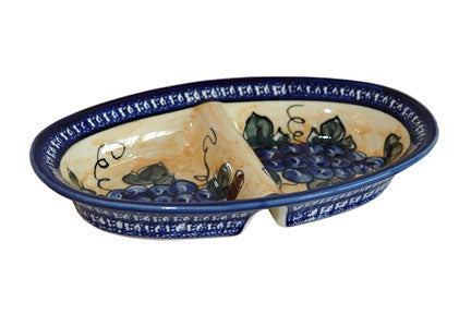 Detail image of Zaklady Grapes Large Serving Piece — Polish Pottery