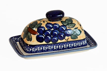 Zaklady Grapes Butter Dish — Polish Pottery