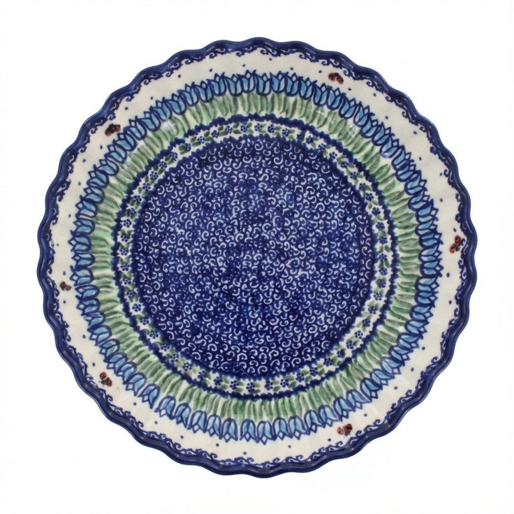 Detail image of Vena Garden Tulip Pie Plate — Polish Pottery