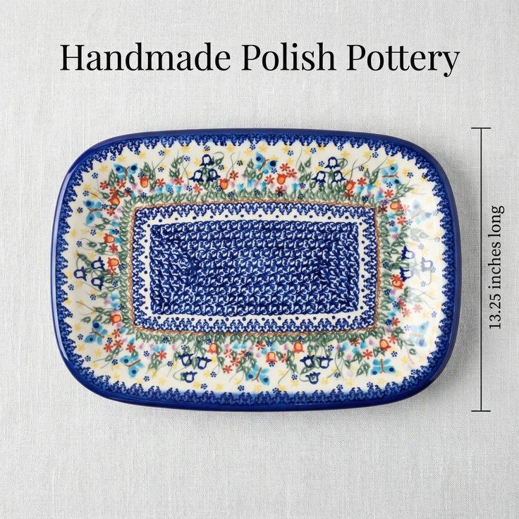 Detail image of Vena Garden of Eden Large Serving Piece — Polish Pottery