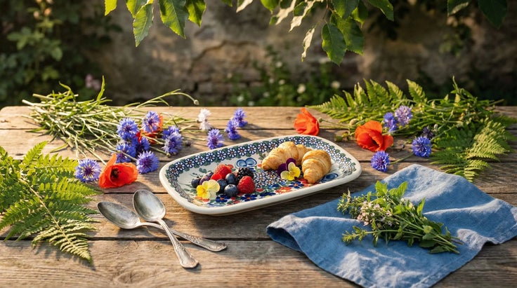 Detail image of Vena Garden Butterfly Small Serving Piece — Polish Pottery