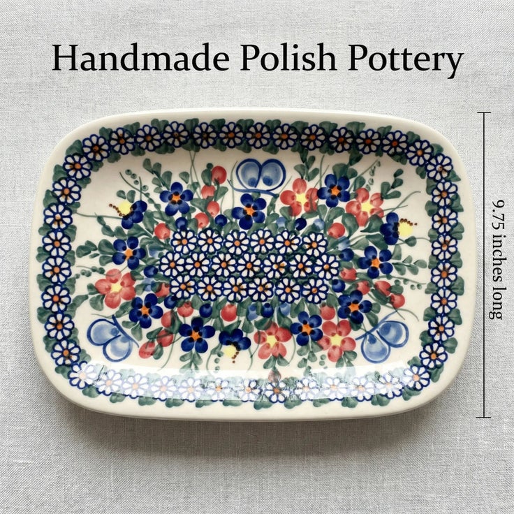 Detail image of Vena Garden Butterfly Small Serving Piece — Polish Pottery