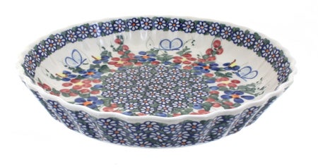 Vena Garden Butterfly Pie Plate — Polish Pottery