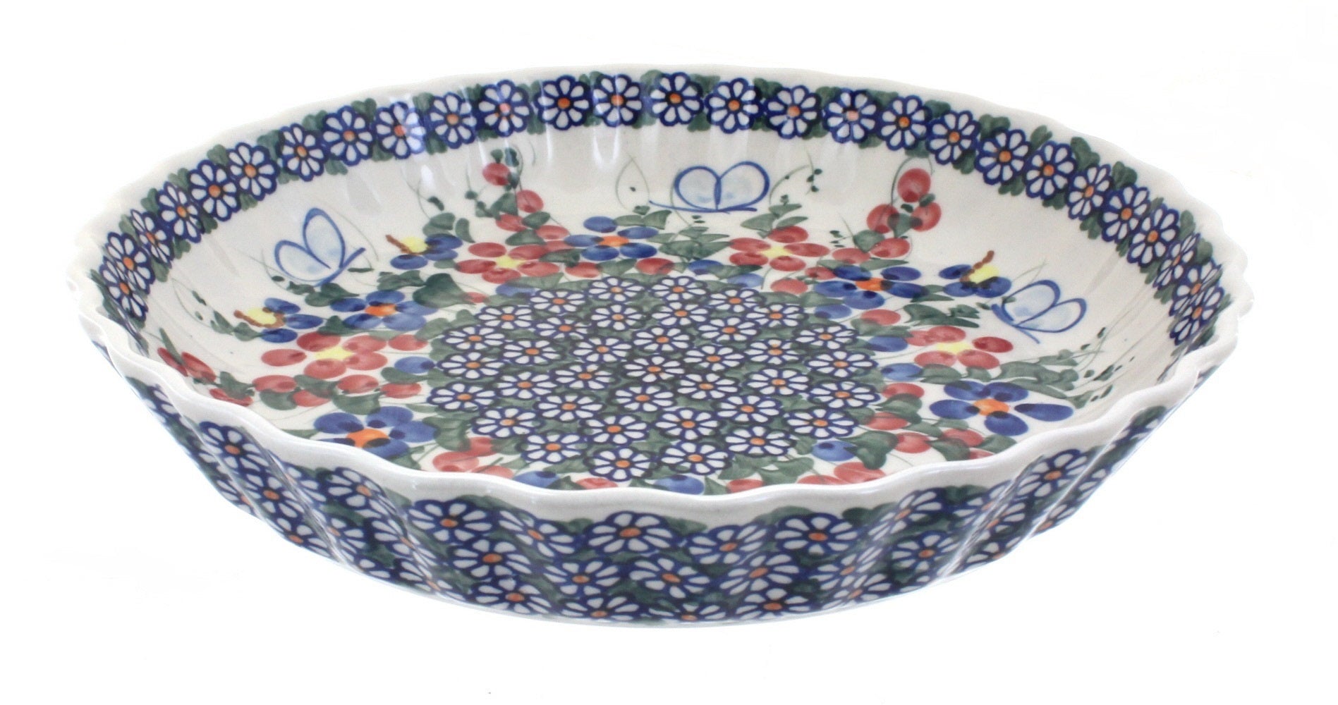 Vena Garden Butterfly Pie Plate — Polish Pottery