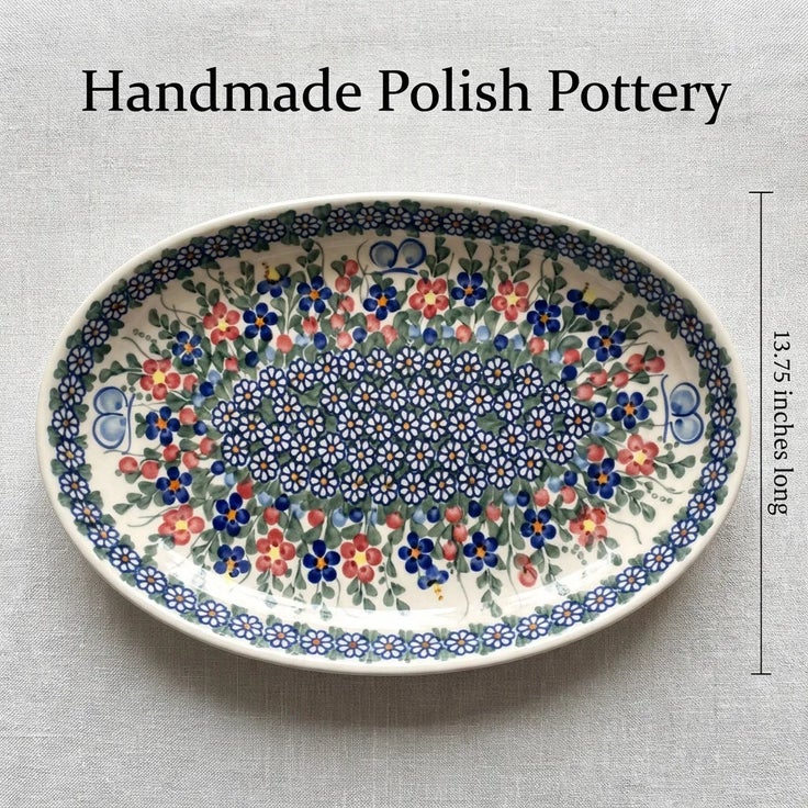 Detail image of Vena Garden Butterfly Large Serving Piece — Polish Pottery