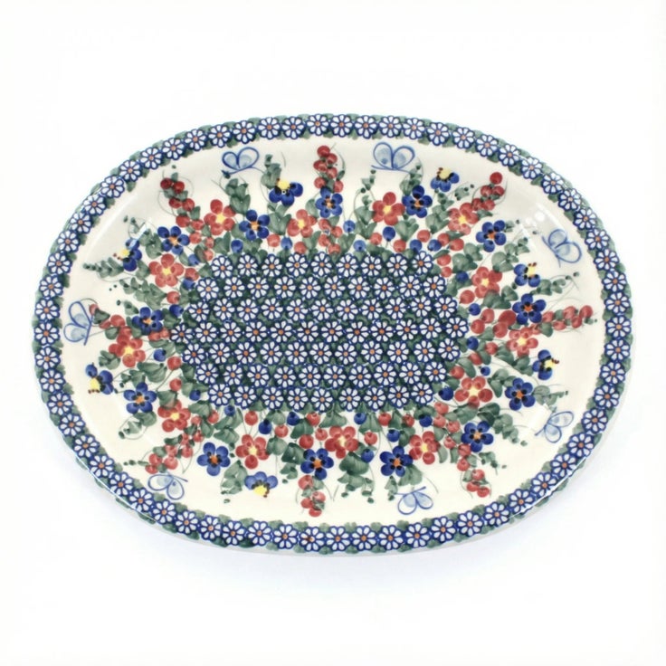 Detail image of Vena Garden Butterfly Large Serving Piece — Polish Pottery