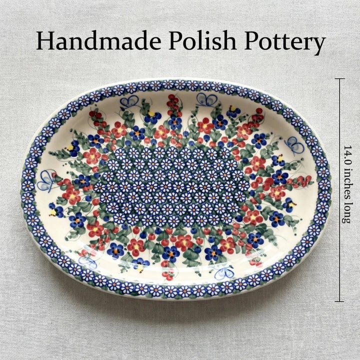 Vena Garden Butterfly Large Serving Piece — Polish Pottery