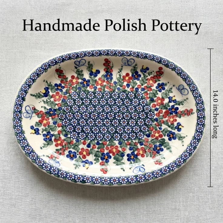 Detail image of Vena Garden Butterfly Large Serving Piece — Polish Pottery