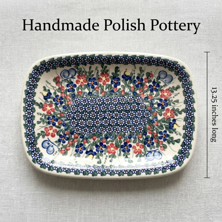 Detail image of Vena Garden Butterfly Large Serving Piece — Polish Pottery