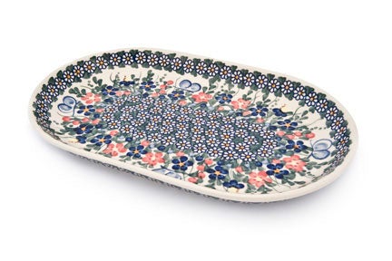 Detail image of Vena Garden Butterfly Large Serving Piece — Polish Pottery