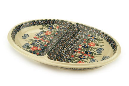 Detail image of Vena Garden Butterfly Large Serving Piece — Polish Pottery