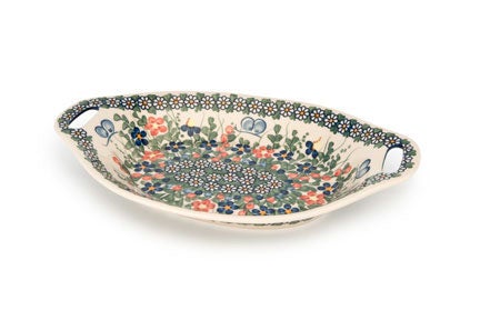 Detail image of Vena Garden Butterfly Medium Serving Piece — Polish Pottery