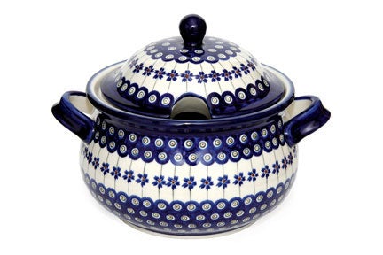 Detail image of Zaklady Flowering Peacock Large Serving Piece — Polish Pottery