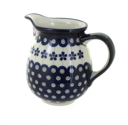 Zaklady Flowering Peacock Pitcher — Polish Pottery