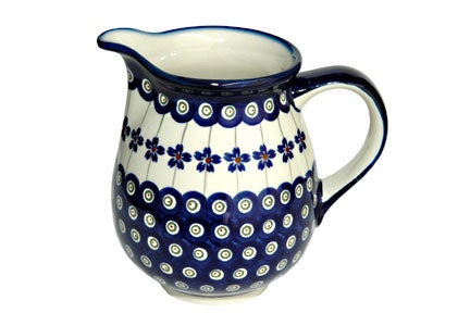 Zaklady Flowering Peacock Pitcher — Polish Pottery