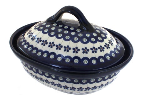 Zaklady Flowering Peacock Small Bakeware — Polish Pottery