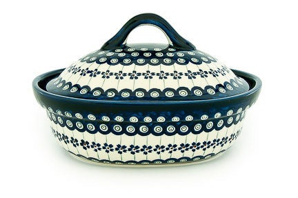 Zaklady Flowering Peacock Small Bakeware — Polish Pottery