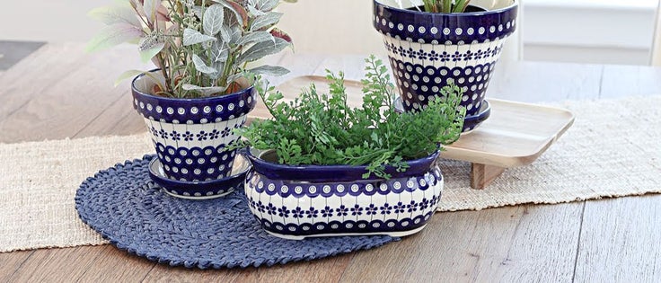 Detail image of Zaklady Flowering Peacock Décor — Polish Pottery