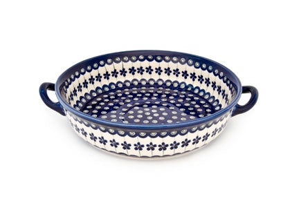 Detail image of Zaklady Flowering Peacock Medium Bakeware — Polish Pottery