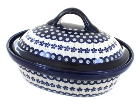 Zaklady Flowering Peacock Large Bakeware — Polish Pottery