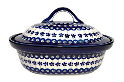 Zaklady Flowering Peacock Large Bakeware — Polish Pottery