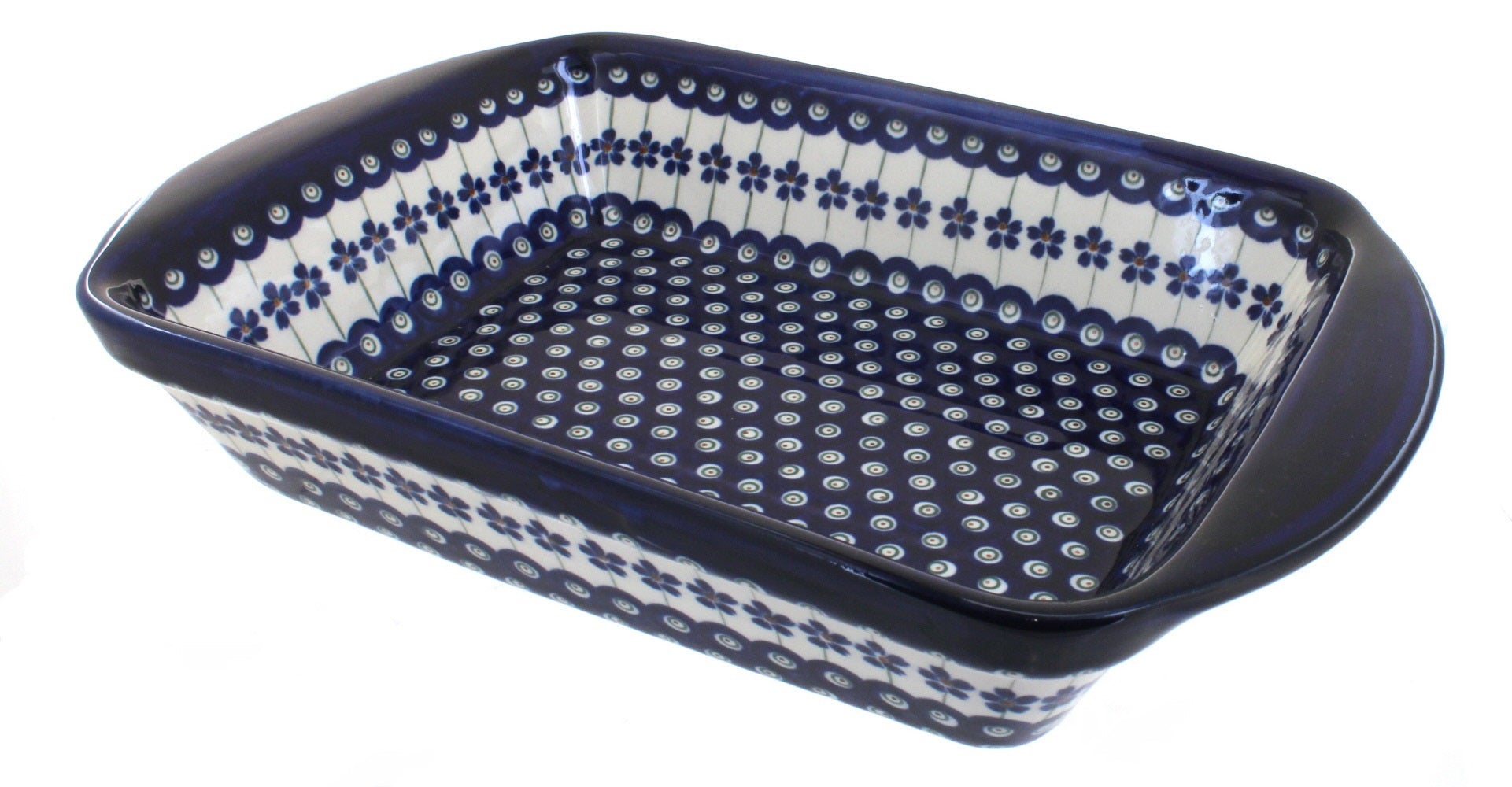 Zaklady Flowering Peacock Large Bakeware — Polish Pottery