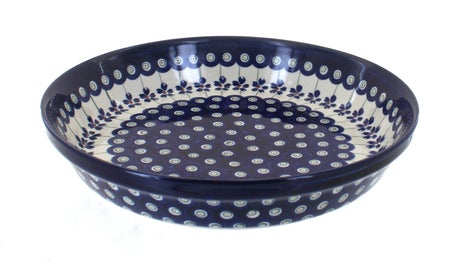 Zaklady Flowering Peacock Pie Plate — Polish Pottery
