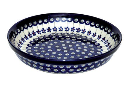 Zaklady Flowering Peacock Pie Plate — Polish Pottery